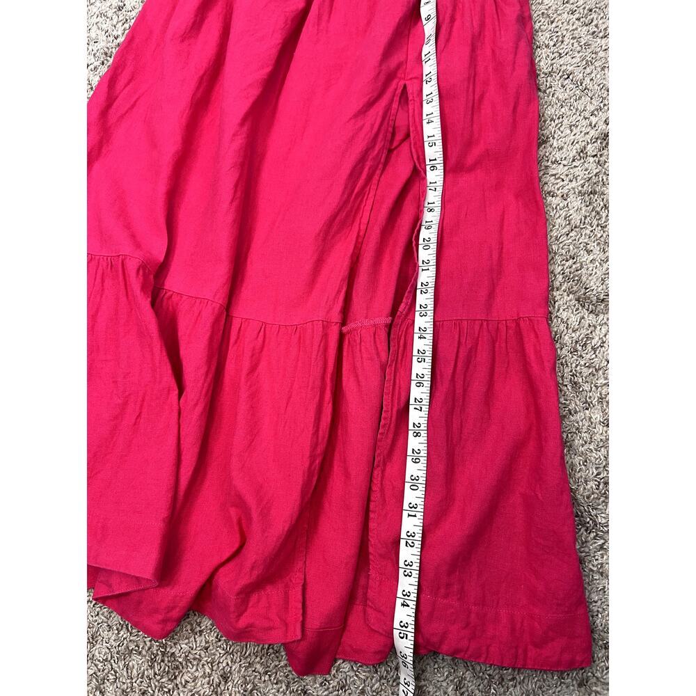 Abercrombie & Fitch Hot Pink Linen Blend Tiered Maxi Skirt - Picture 7 of 7